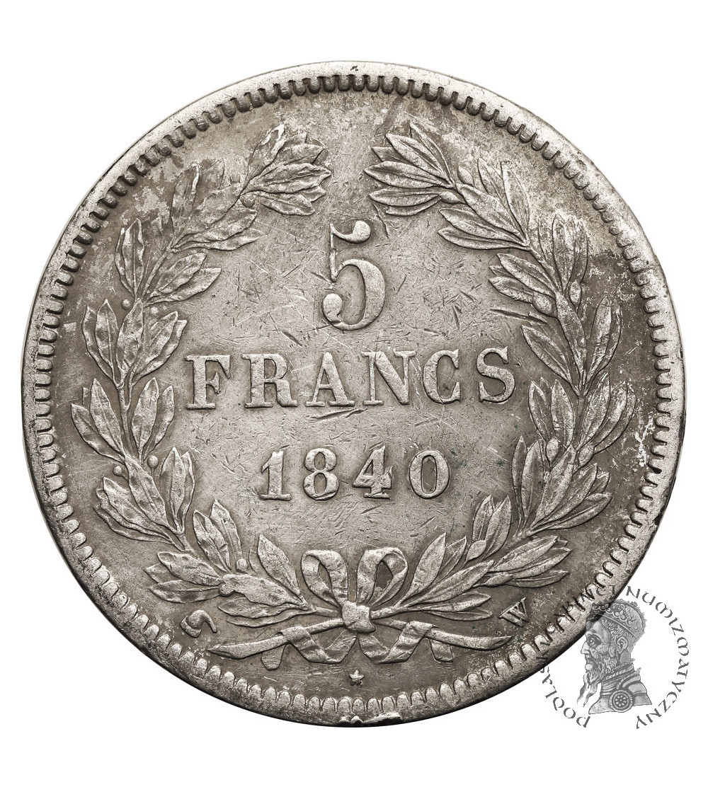 France, Louis-Philippe (1830-1848). 5 Francs 1840 W, Lille