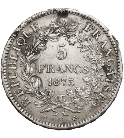 Francja, Trzecia Republika (1871-1940). 5 franków 1873 K, Bordeaux, Herkules