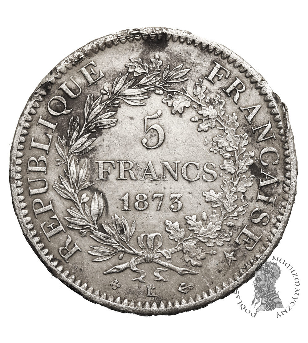 France, Third Republic (1871-1940). 5 Francs 1873 K, Bordeaux, Hercules