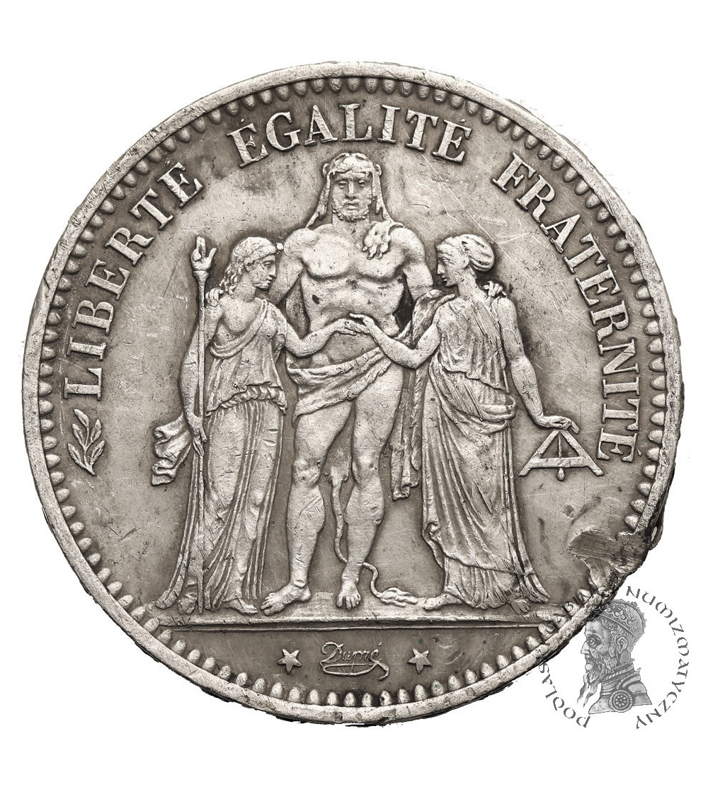 Francja, Trzecia Republika (1871-1940). 5 franków 1873 K, Bordeaux, Herkules