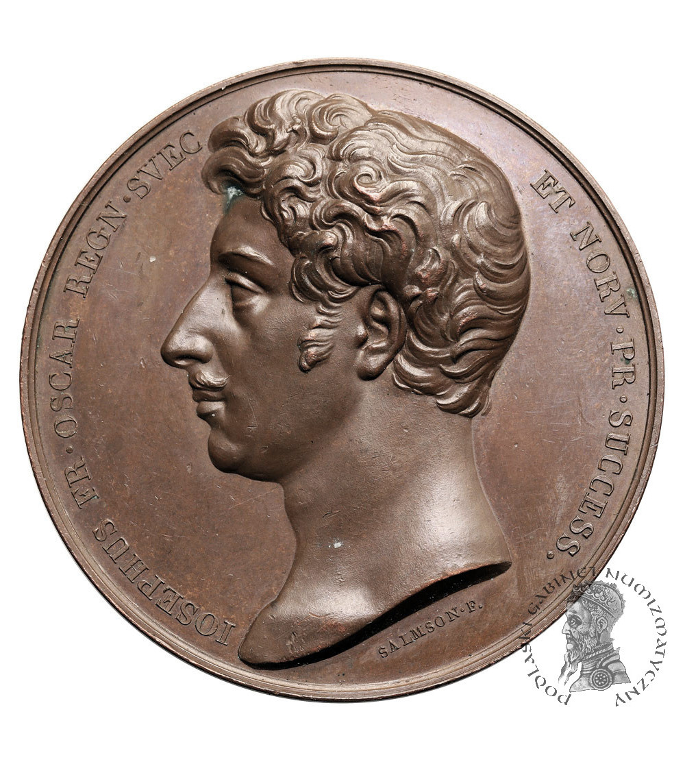 Sweden, Oscar I (1844-1859), Medal 1818 minted by the University of Uppsala to honor Oscar I