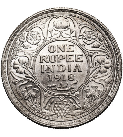 India British, George V (1910-1936). 1 Rupee 1918 (b), Mumbai / Bombay