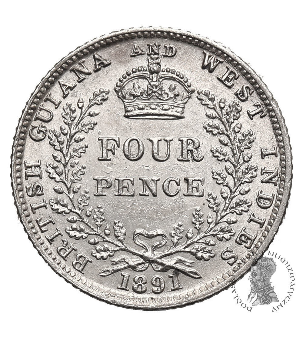 British Guyana and West Indies, Victoria (1837-1901). 4 Pence 1891