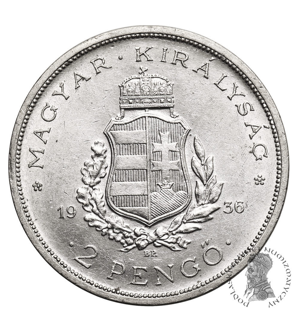 Węgry. 2 Pengo 1936 BP, 50 rocznica śmierci Franza von Liszta, Miklós Horthy