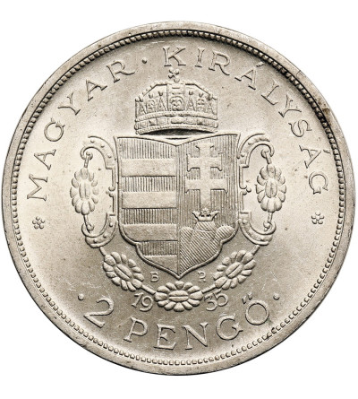 Hungary. 2 Pengő 1935 BP., 200th anniversary of Rakoczi's death, Miklós Horthy