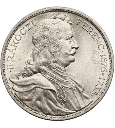Hungary. 2 Pengő 1935 BP., 200th anniversary of Rakoczi's death, Miklós Horthy