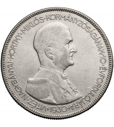 Hungary. 5 Pengő 1930 BP., 10th anniversary of Admiral Horthy's regency, Miklós Horthy