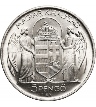 Węgry. 5 pengo 1939 BP., Urodziny Miklósa Horthy'ego