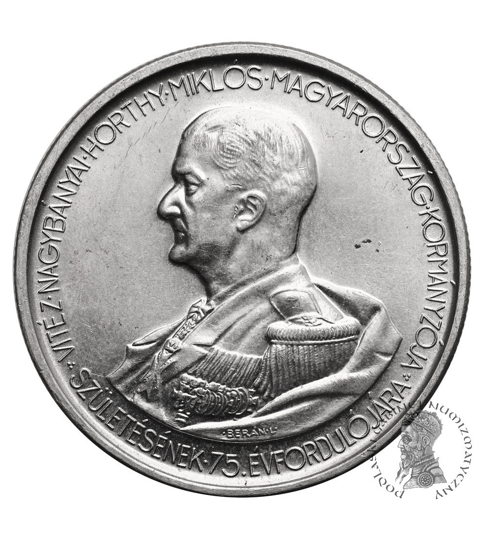 Hungary. 5 Pengo 1943 BP., 75th birthday of Miklós Horthy