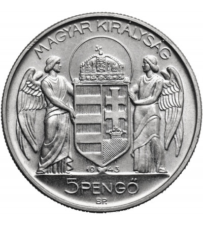 Węgry. 5 pengo 1943 BP., 75 Urodziny Miklósa Horthy'ego