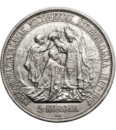 Węgry, Franciszek Józef I (1848-1916). 5 koron 1907, 40 Rocznica Koronacji Franciszka Józefa I na Króla Węgier