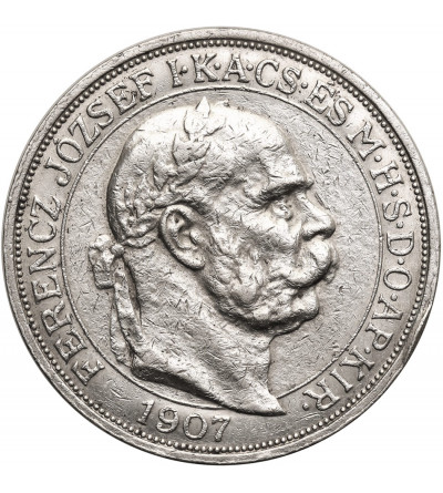 Hungary, Franz Joseph I (1848-1916). 5 Korona 1907, 40th Anniversary of the Coronation of Franz Joseph I as King of Hungary