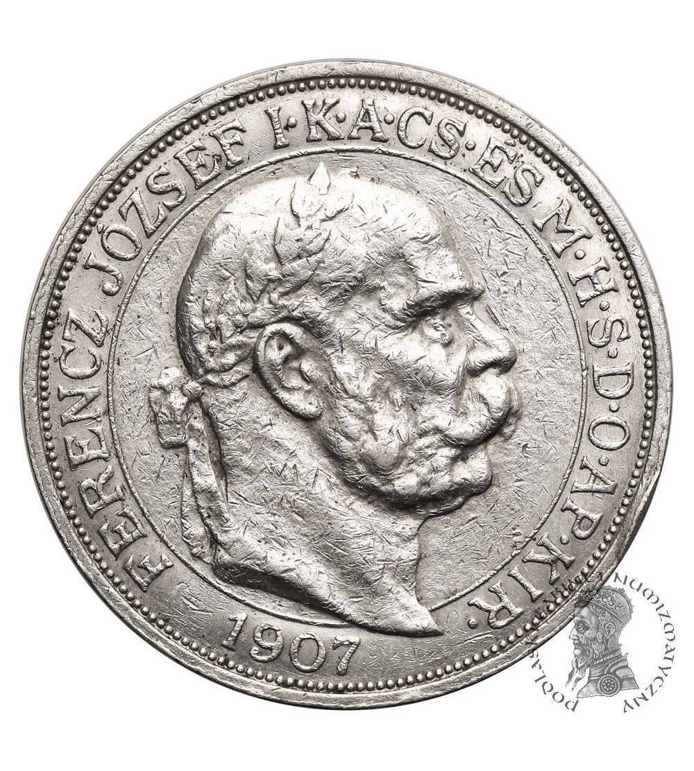 Hungary, Franz Joseph I (1848-1916). 5 Korona 1907, 40th Anniversary of the Coronation of Franz Joseph I as King of Hungary