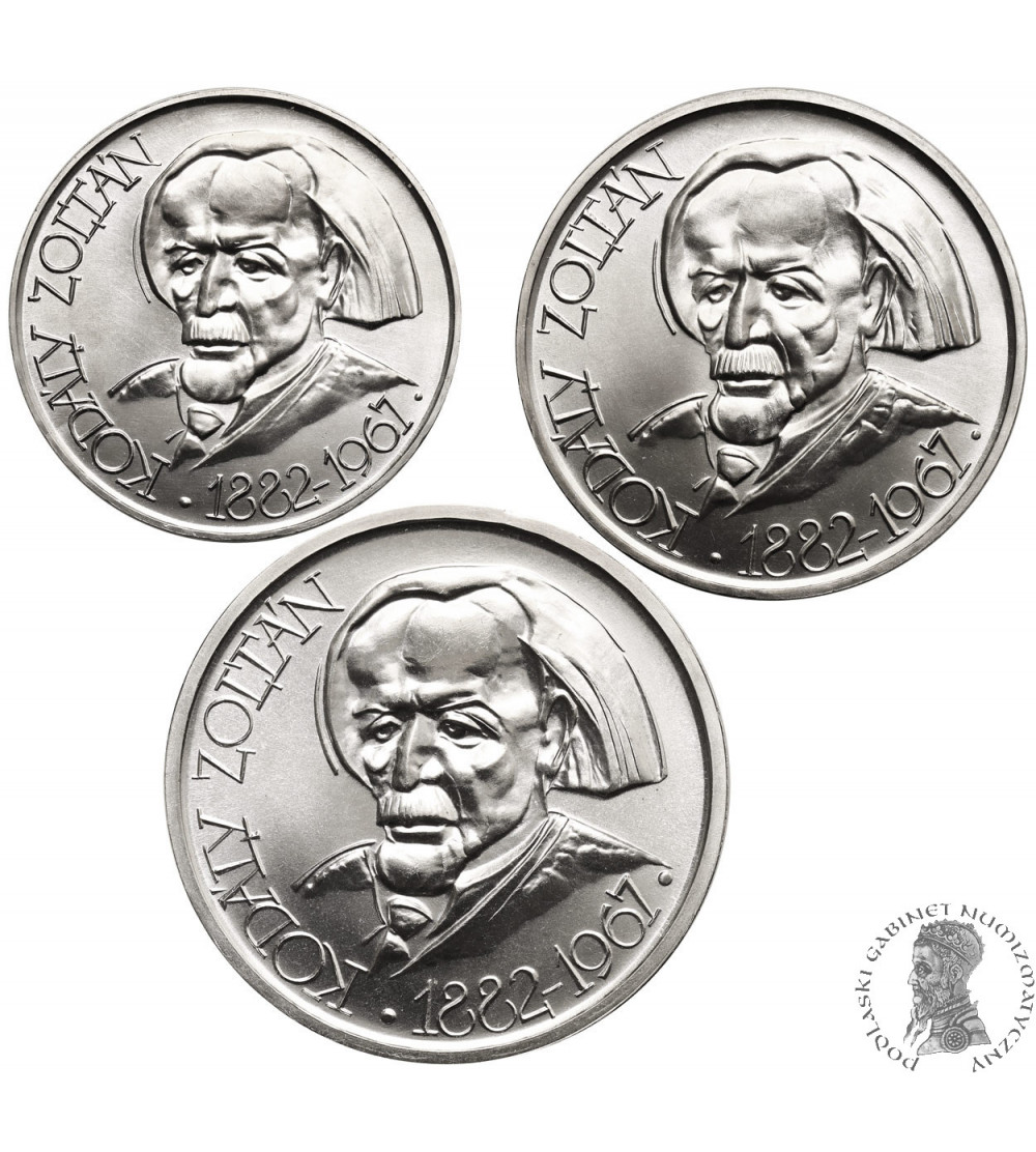 Węgry. Zestaw 25, 50, 100 forintów 1967, 85 rocznica urodzin Zoltána Kodálya