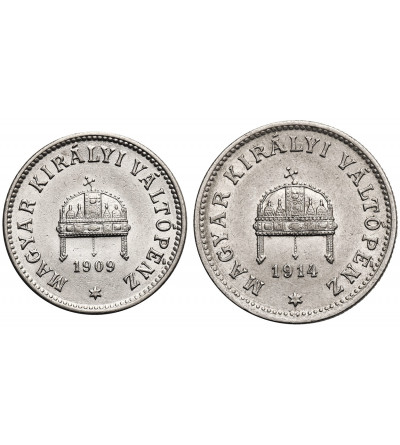 Hungary (Holy Roman Empire), Franz Joseph I (1848–1916). Set of 10 Filler 1909 KB, 20 Filler 1914 KB