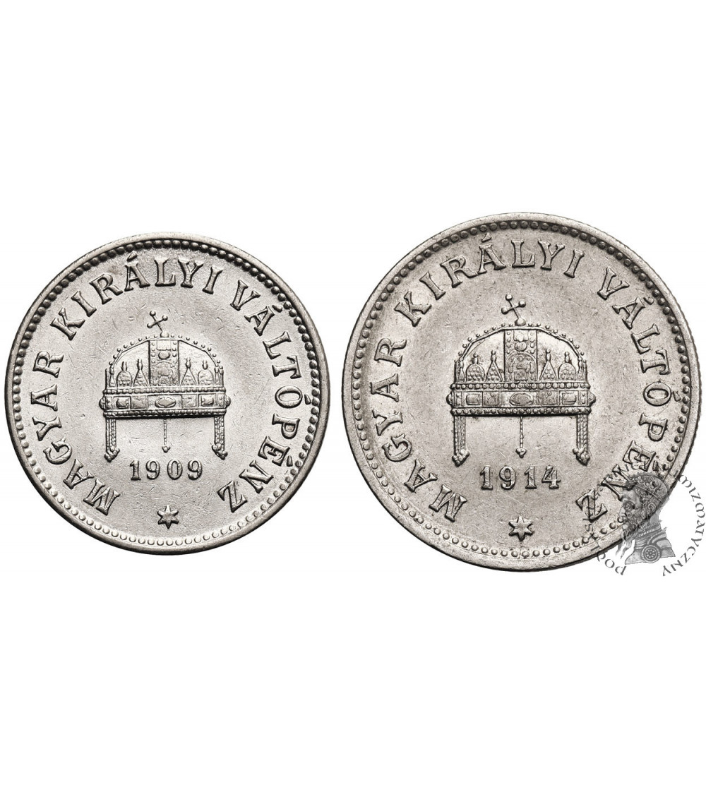 Hungary (Holy Roman Empire), Franz Joseph I (1848–1916). Set of 10 Filler 1909 KB, 20 Filler 1914 KB