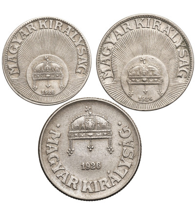Hungary, Miklós Horthy (1920–1944). Set of 10, 20, 50 Filler 1926 BP