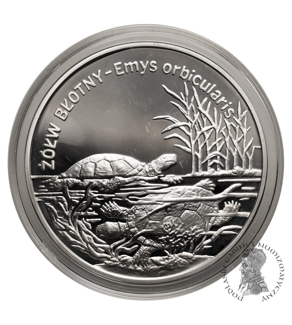 Poland. 20 Zlotych 2002, European pond turtle (Emys orbicularis) - Proof