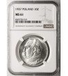 Poland. 10 Zlotych 1937, Warsaw mint, Jozef Pilsudski - NGC MS 61