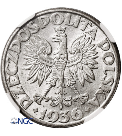 Polska. 2 złote 1936, Warszawa, żaglowiec - NGC MS 62