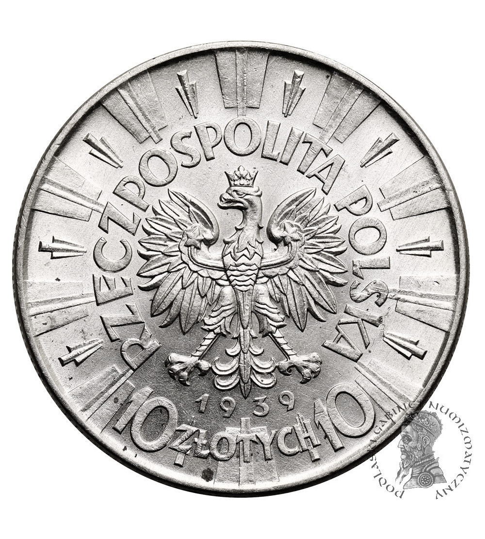 Poland. 10 Zlotych 1939, Jozef Pilsudski, Warsaw Mint
