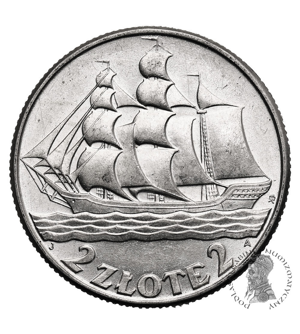 Poland. 2 Zlote 1936, Warsaw Mint, Sailing Ship