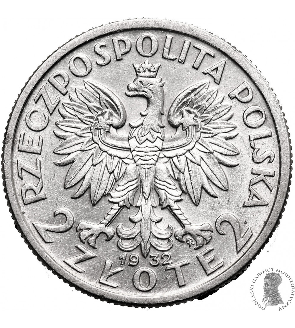 Poland 2 Zlote 1932, Warsaw, woman's head