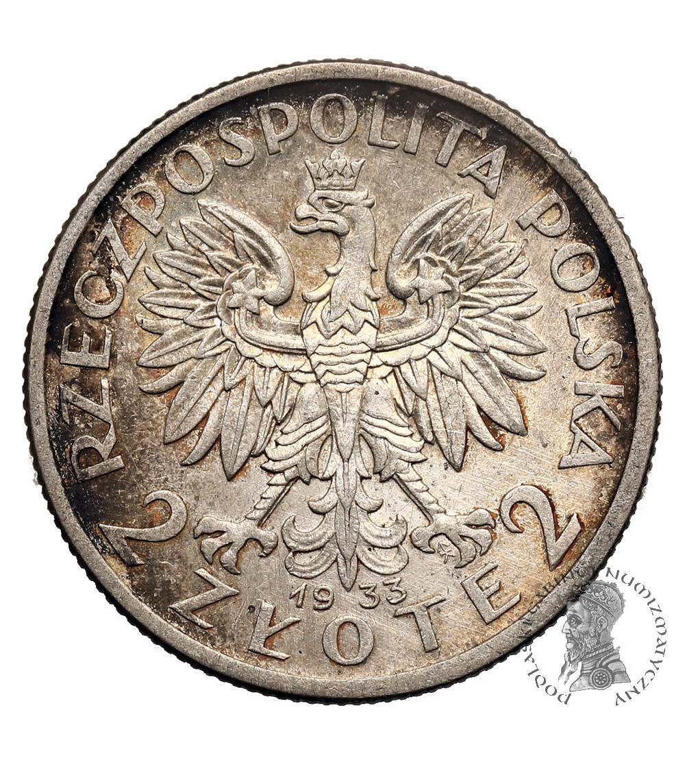 Poland 2 Zlote 1933, Warsaw, woman's head