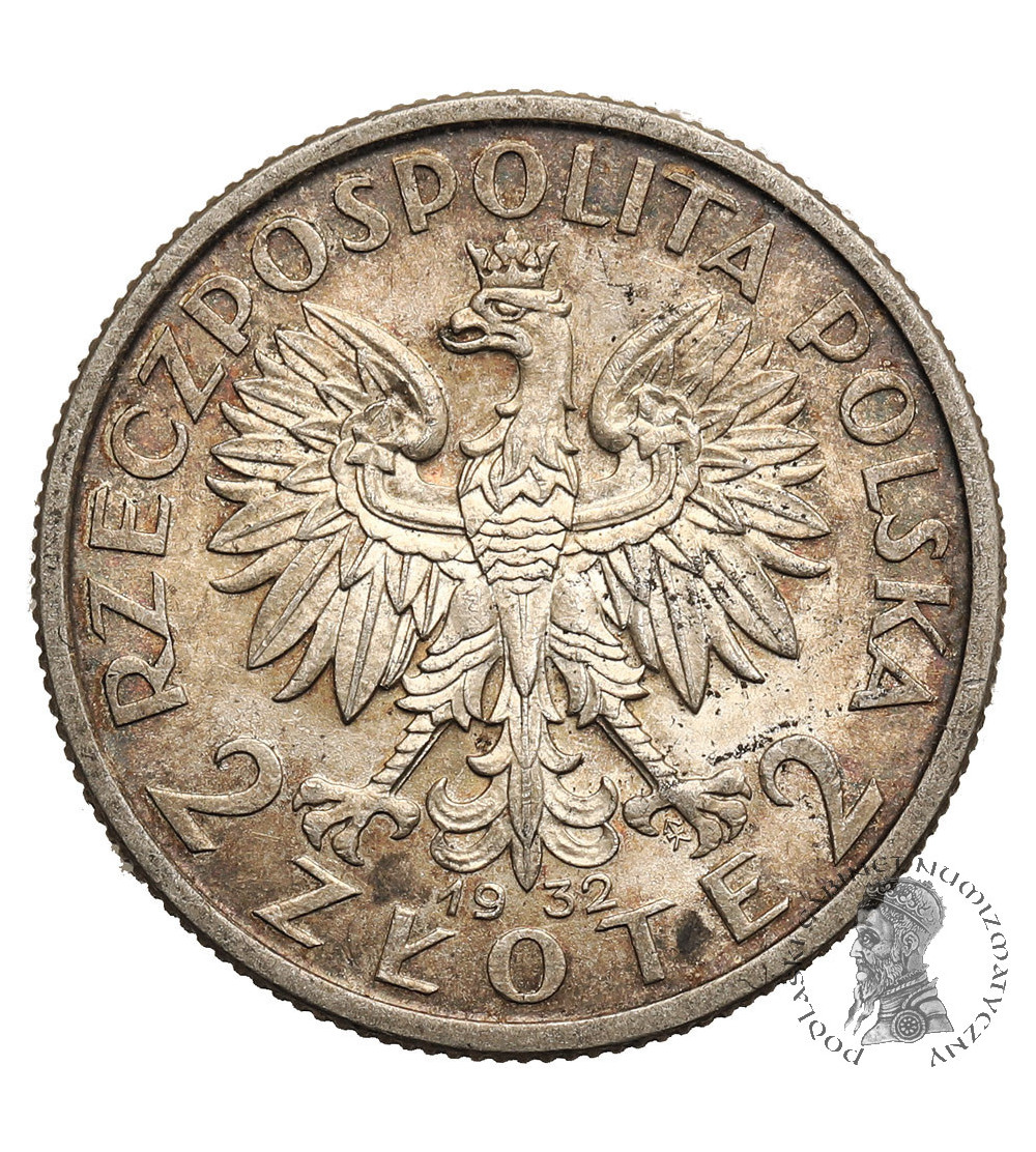 Poland 2 Zlote 1932, Warsaw, woman's head