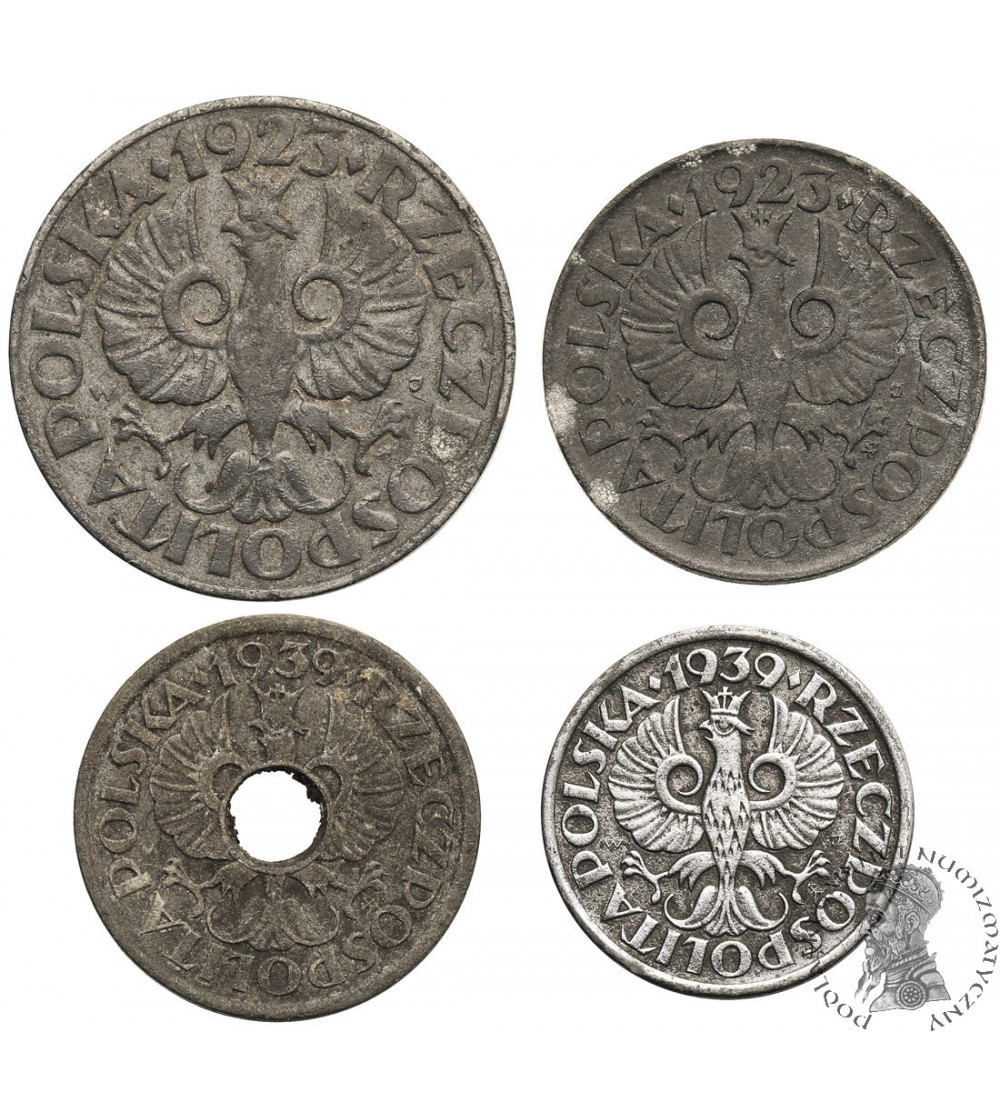 Poland, german occupation (WWII). Set Zinc 1,5,10,20 Groszy, 1923-1939, Warsaw Mint
