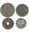 Poland, german occupation (WWII). Set Zinc 1,5,10,20 Groszy, 1923-1939, Warsaw Mint