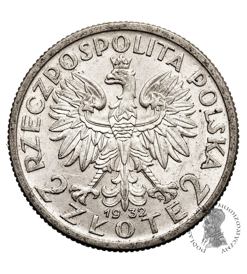 Poland 2 Zlote 1932, Warsaw, woman's head