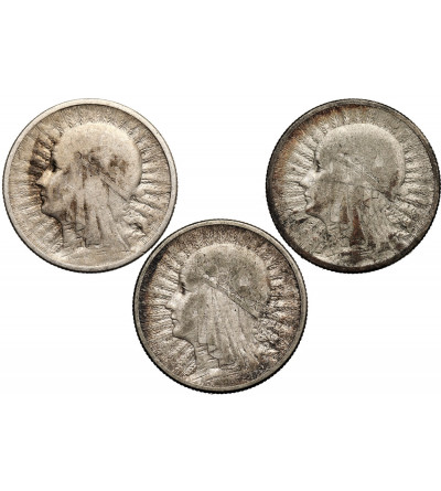 Poland. Set 2 Zlote 1932, 1933, 1934, Warsaw, woman's head