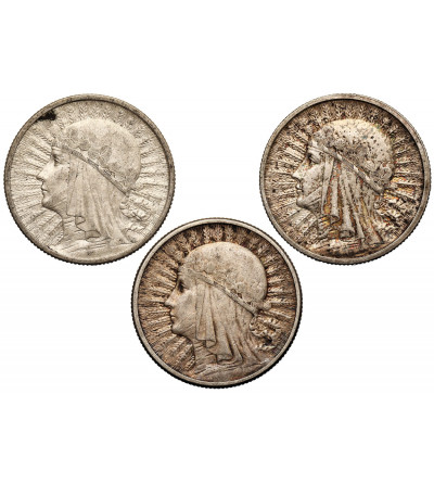 Poland. Set 2 Zlote, 1932, 1933, 1934, Warsaw, woman's head