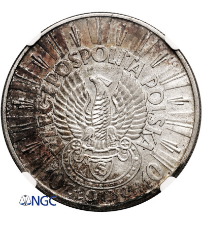 Polska. 10 złotych 1934, Józef Piłsudski - orzeł strzelecki - NGC AU 53