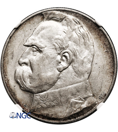 Poland. 10 Zlotych 1934, Pilsudski - Rifle Corps Eagle - NGC AU 53