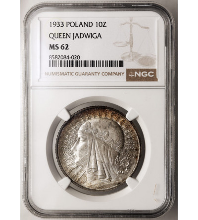 Polska. 10 złotych 1933, Warszawa, głowa kobiety - NGC MS 62