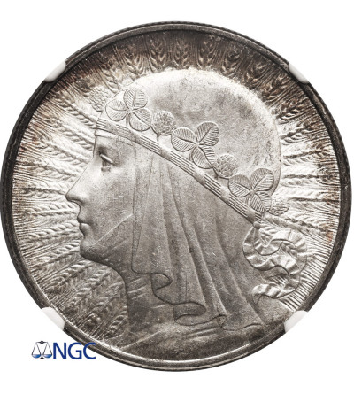 Polska. 10 złotych 1933, Warszawa, głowa kobiety - NGC MS 62