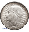 Polska. 10 złotych 1932, Londyn - bez znaku mennicy, głowa kobiety - NGC MS 61