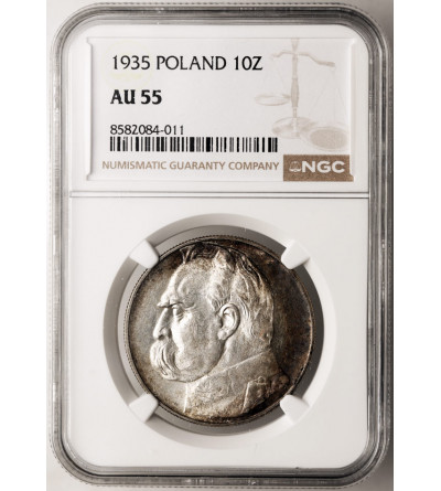 Poland. 10 Zlotych 1935, Warsaw mint, Jozef Pilsudski - NGC AU 55
