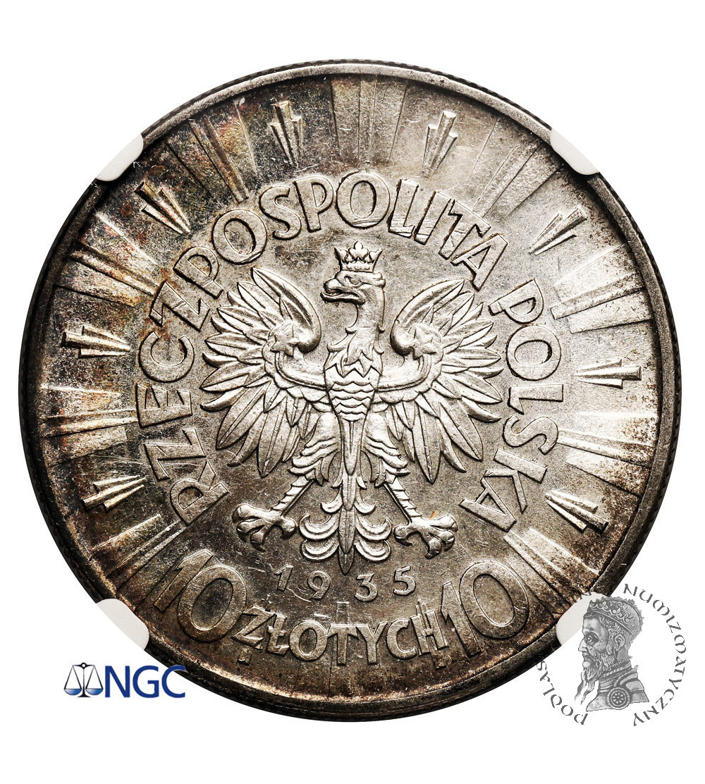 Poland. 10 Zlotych 1935, Warsaw mint, Jozef Pilsudski - NGC AU 55