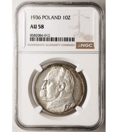 Polska. 10 złotych 1936, Warszawa, Józef Piłsudski - NGC AU 58