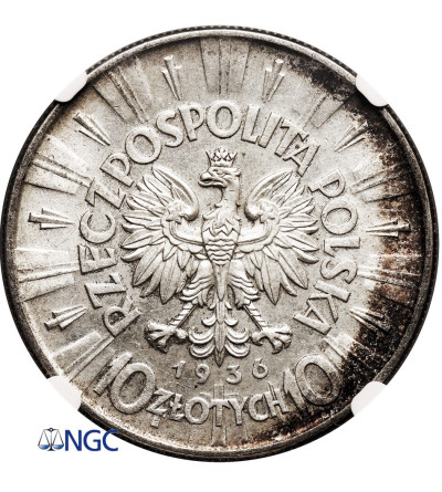 Polska. 10 złotych 1936, Warszawa, Józef Piłsudski - NGC AU 58