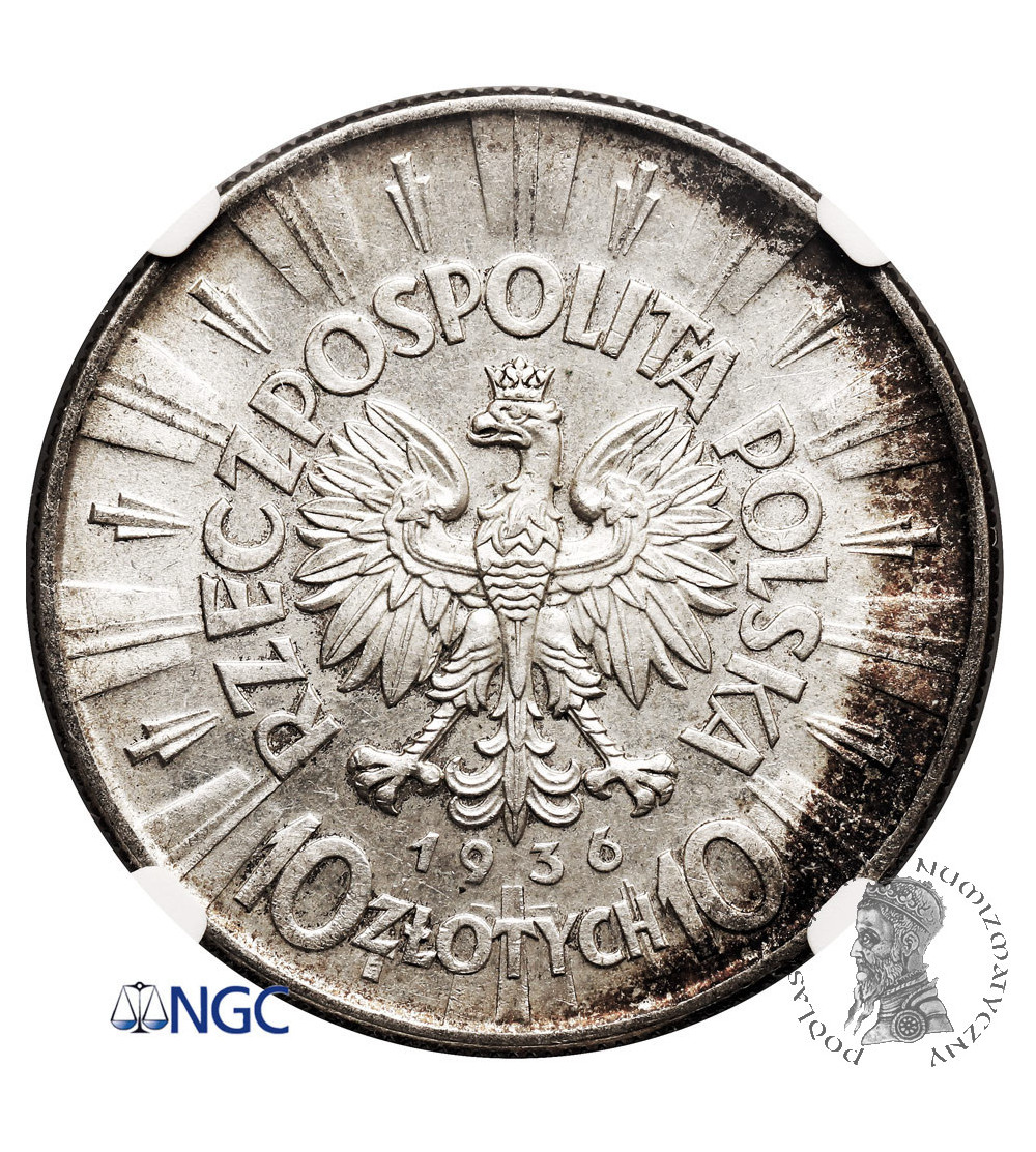 Poland. 10 Zlotych 1936, Warsaw mint, Jozef Pilsudski - NGC AU 58