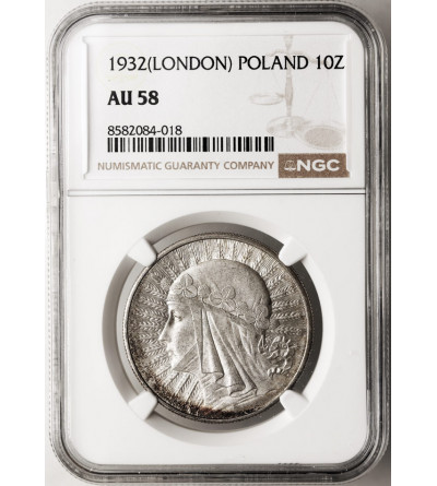 Poland 10 Zlotych 1932, London - without mint mark, woman's head - NGC AU 58