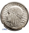 Polska. 10 złotych 1932, Londyn - bez znaku mennicy, głowa kobiety - NGC AU 58