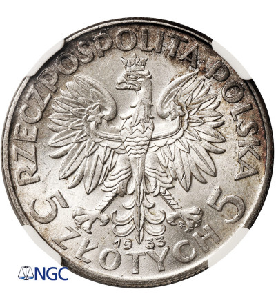 Polska. 5 złotych 1933, Warszawa - głowa kobiety - NGC MS 61