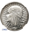 Polska. 5 złotych 1932, Londyn, bez znaku mennicy - głowa kobiety - NGC MS 62