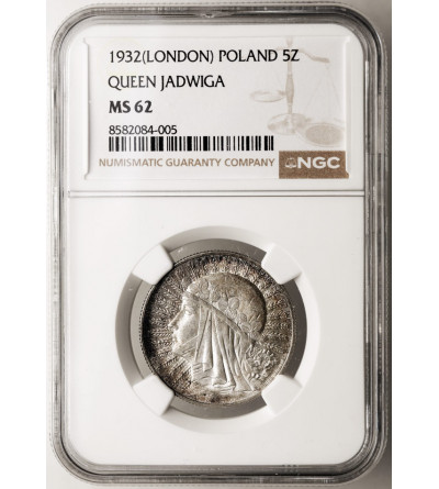 Poland. 5 Zlotych 1932, no mint mark, London Mint - NGC MS 62