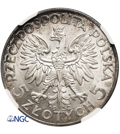 Poland. 5 Zlotych 1932, no mint mark, London Mint - NGC MS 62